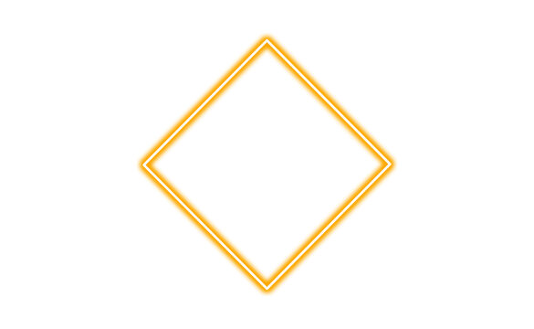 Glowing orange diamond frame isolated on white isolated on transparent background