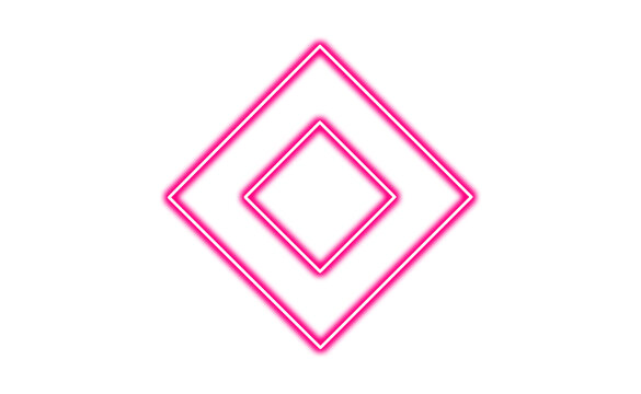 Pink neon rhombus isolated on transparent background