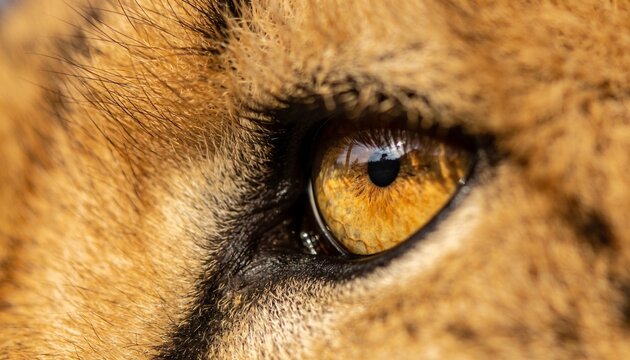 Cheetah's Intense Gaze: A close-up view of a cheetah's eye, showcasing its striking amber iris and sharp focus, conveying a sense of wild power and predatory instinct.
