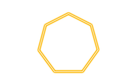 A glowing yellow neon heptagon icon, isolated on transparent background