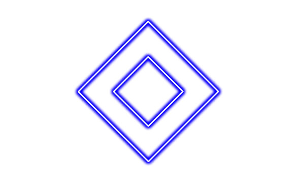 Blue neon glowing diamond shapes isolated on transparent background