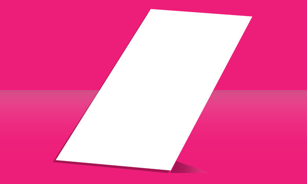 White parallelogram on pink background