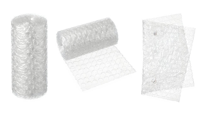 Bubble Wrap Roll and Protective Packaging Sheets Isolated on Transparent Background