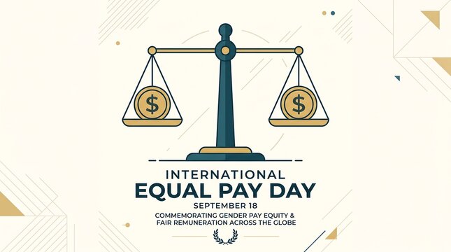 International Equal Pay Day scales of justice dollar coins gender pay equity fair remuneration