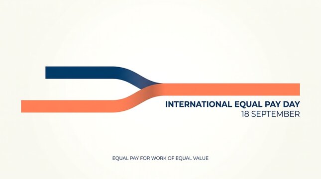 International Equal Pay Day vector illustration showing two merging colored bars symbolizing equity and fairness
