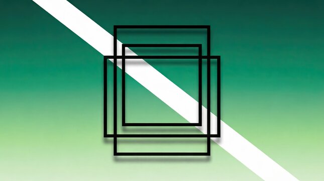  Geometric abstract with black rectangles and green gradient background

