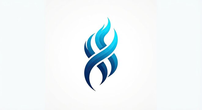 Stylized blue flame logo icon on white background
