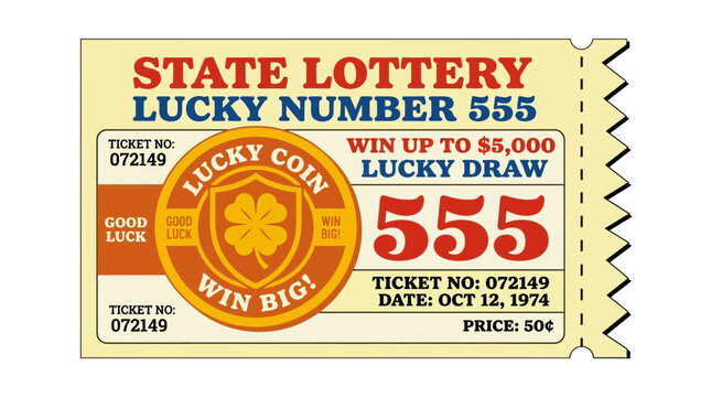 State Lottery Lucky Number 555 Ticket - Vintage Style