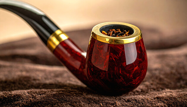 Close-up of a classic bent smoking pipe