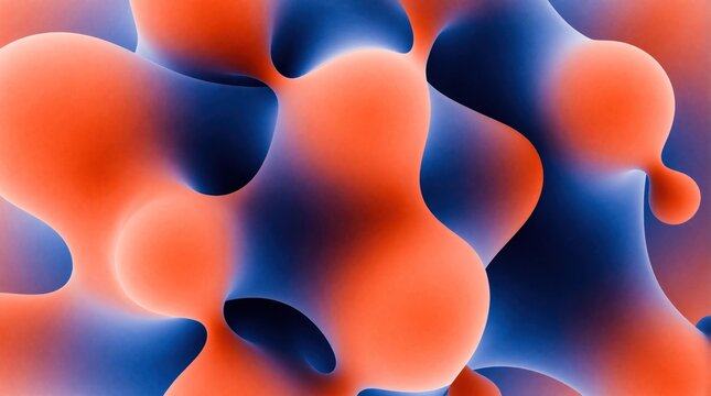 Abstract background with orange, blue organic liquid shapes. Vibrant gradient textures create futuristic 3D flow effect. Modern geometric pattern with smooth glowing blobs for digital tech wallpaper,