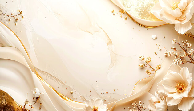 Eleganter floraler Luxus-Hintergrund in Creme und Gold