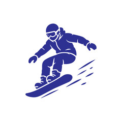 Fototapeta premium Snowboarder Riding Down Snowy Slope Winter Sport Illustration