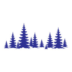 Obraz premium Row of Evergreen Fir Trees Winter Forest Illustration