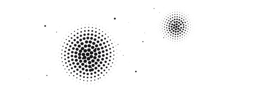 Halftone dot patterns in radial gradient formation with subtle scattered specks
