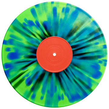 Retro style splatter vinyl record orange label. realistic photography. png isolated on transparent background for graphic design