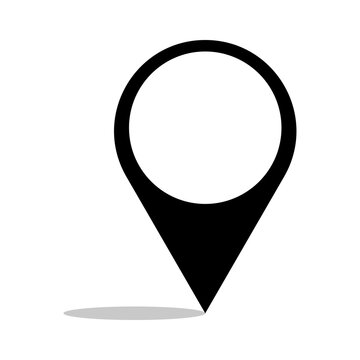 Black map location pin icon symbol for navigation and travel apps