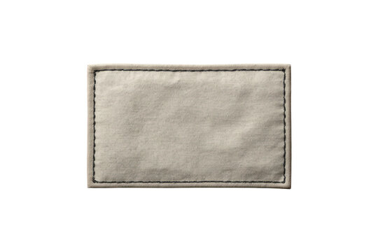 Blank Beige Fabric Label With Stitched Border