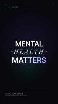 Mental Health Matters Typography Motion Graphics Animation on Dark Background (Vertical Video)