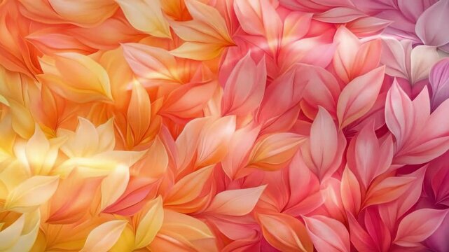 Vibrant abstract floral pattern with pink and orange leaves