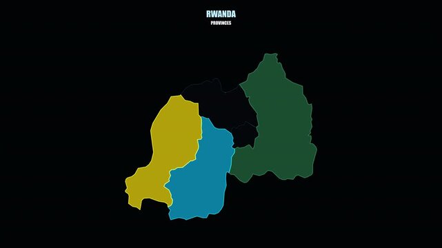 Rwanda Highlighted on World Map with Flag Colored Regional Assembly