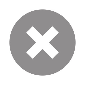 Grey circle button with a white cross mark icon for delete and cancel actions