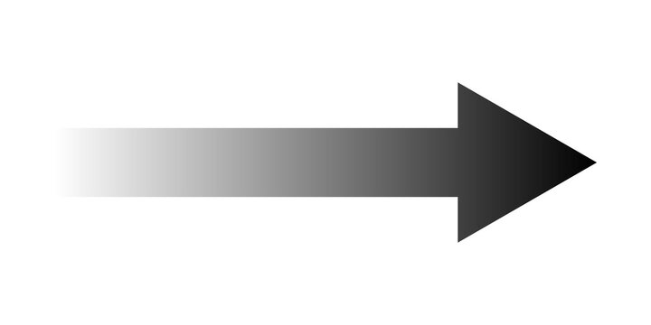 Black arrow pointing right with a smooth fade gradient effect