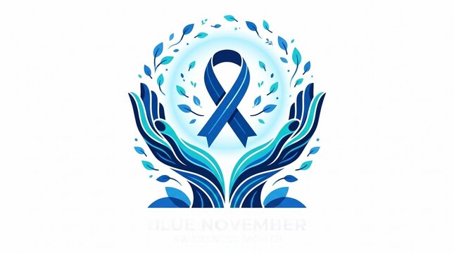 Blue awareness ribbon vector illustration for Blue November men's health and prostate cancer awareness campaign