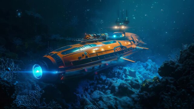 Submarine Exploring the Deep Ocean