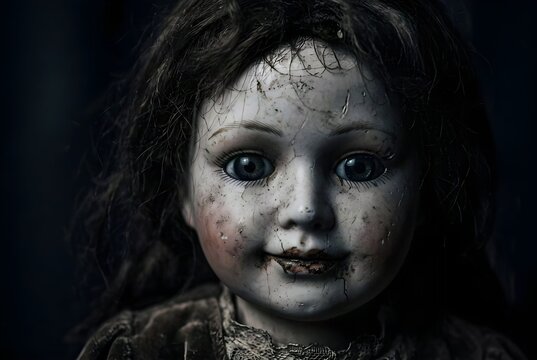 Horror doll in the shadows