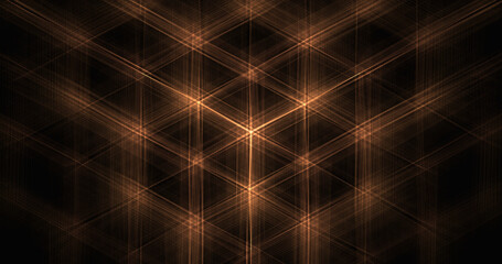 Obraz premium Abstract Geometric Light Pattern: A mesmerizing abstract pattern of glowing orange geometric lines forms a complex, symmetrical design on a dark background.