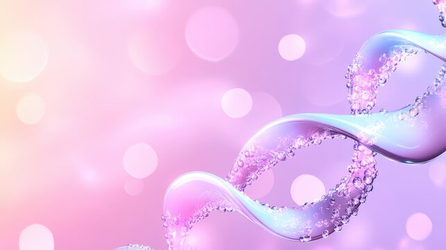 Elegant Swirls of Water Droplets on a Soft Pink Background 