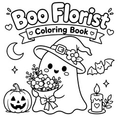 Fototapeta premium Halloween Boo Florist Coloring Pages.