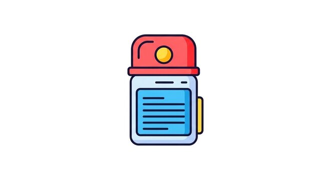Vibrant Flat Icon of a Portable Small Speaker or Device with Clear Label Area