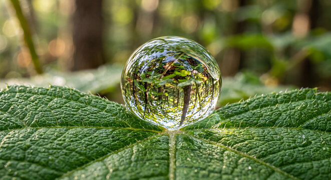 green leaf with water drops