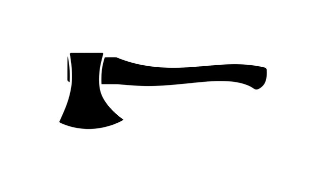 Simple black silhouette icon of a sharp wood cutting axe