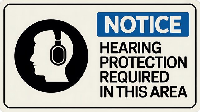 Notice hearing protection required in this area safety sign