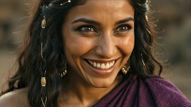 Triumphant Woman in Ancient Costume Holding Silver Bribe