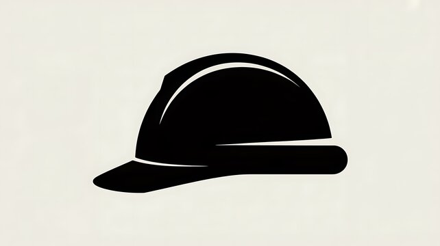 Black construction hard hat icon for safety and building