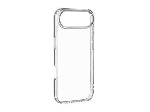 Protective transparent silicone cover for mobile phone. Slim crystal clear case mockup isolated on white background. Durable shockproof back cover accessory for smartphone.
