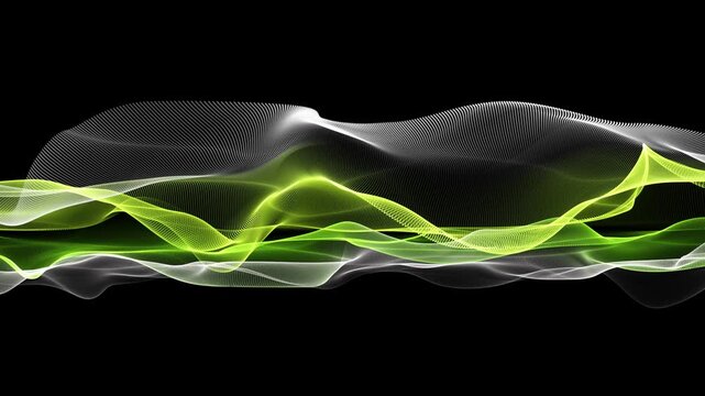 Fantastic eco video animation with particle wave object in slow motion, 4096x2304 loop 4K