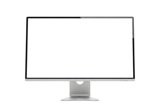 Modern computer monitor with blank screen display isolated on transparent background