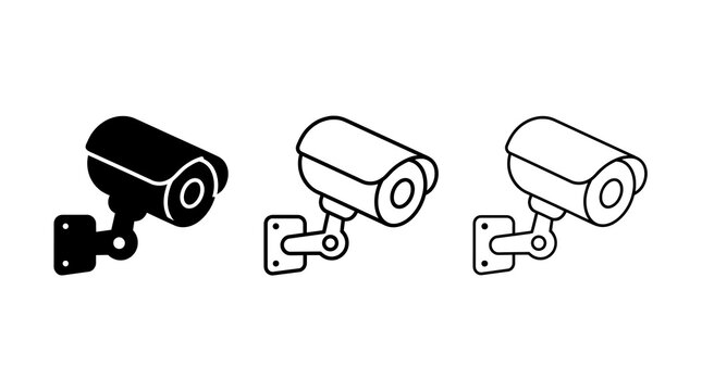 Security camera icons set isolated on transparent background