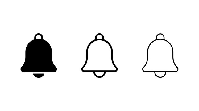 Notification bell icon set isolated on transparent background
