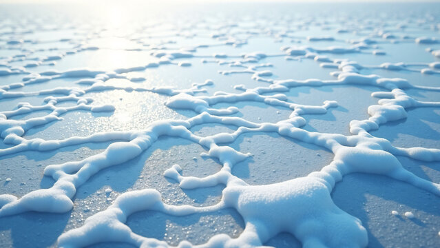 Frozen Lake Snow Patterns Bright Daylight
