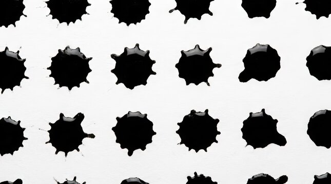 Monochrome pattern of organic liquid ink drops.