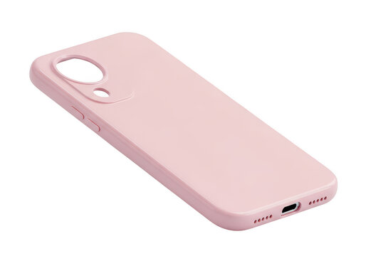 Pink protective silicone smartphone case cover isolated on transparent background
