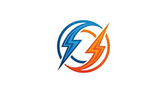Lightning bolt energy logo in blue and orange circles.