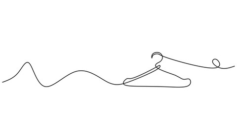 Obraz premium Hanger line art, Continuous line drawing of a clothes hanger, symbolizing fashion, organization, and simplicity