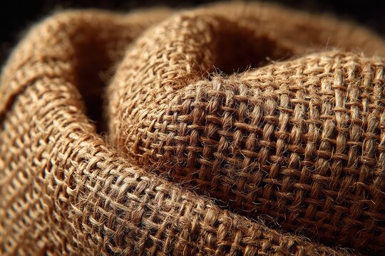 A close up of a burlap sack highlighting the coarse loos