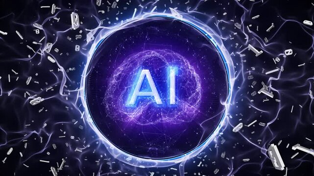 AI Bubble Bursting Explosion Animation, Background, Loop
